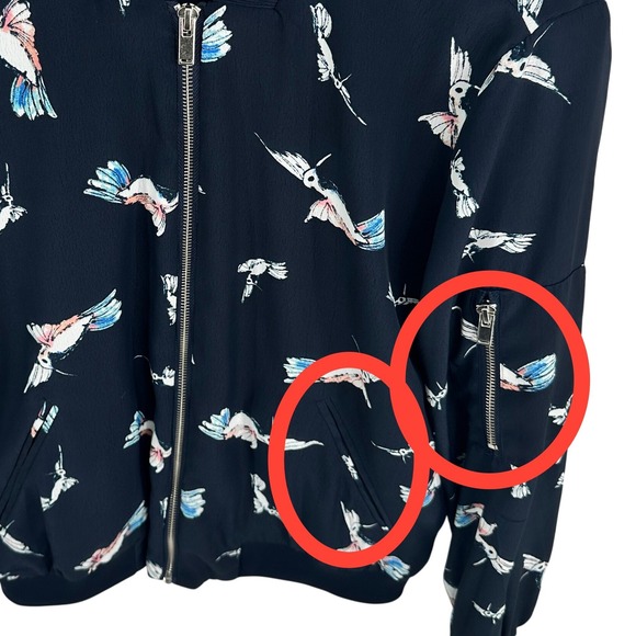 Philosophy Hummingbird Bomber Jacket Y2K Indie Soft Girl Naturecore Zip Up Small - Picture 4 of 7